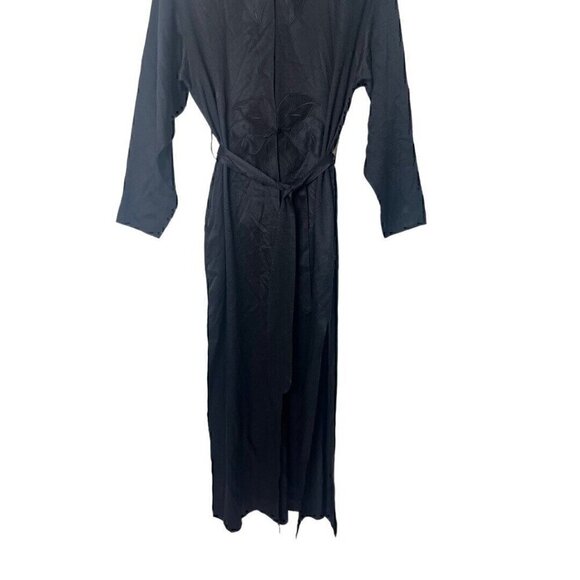 Vintage Fernando Sanchez Asian Black Silk Robe S - Picture 4 of 7